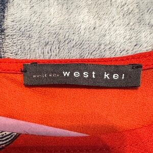 West Kei Vibrant Red and Navy floral blouse